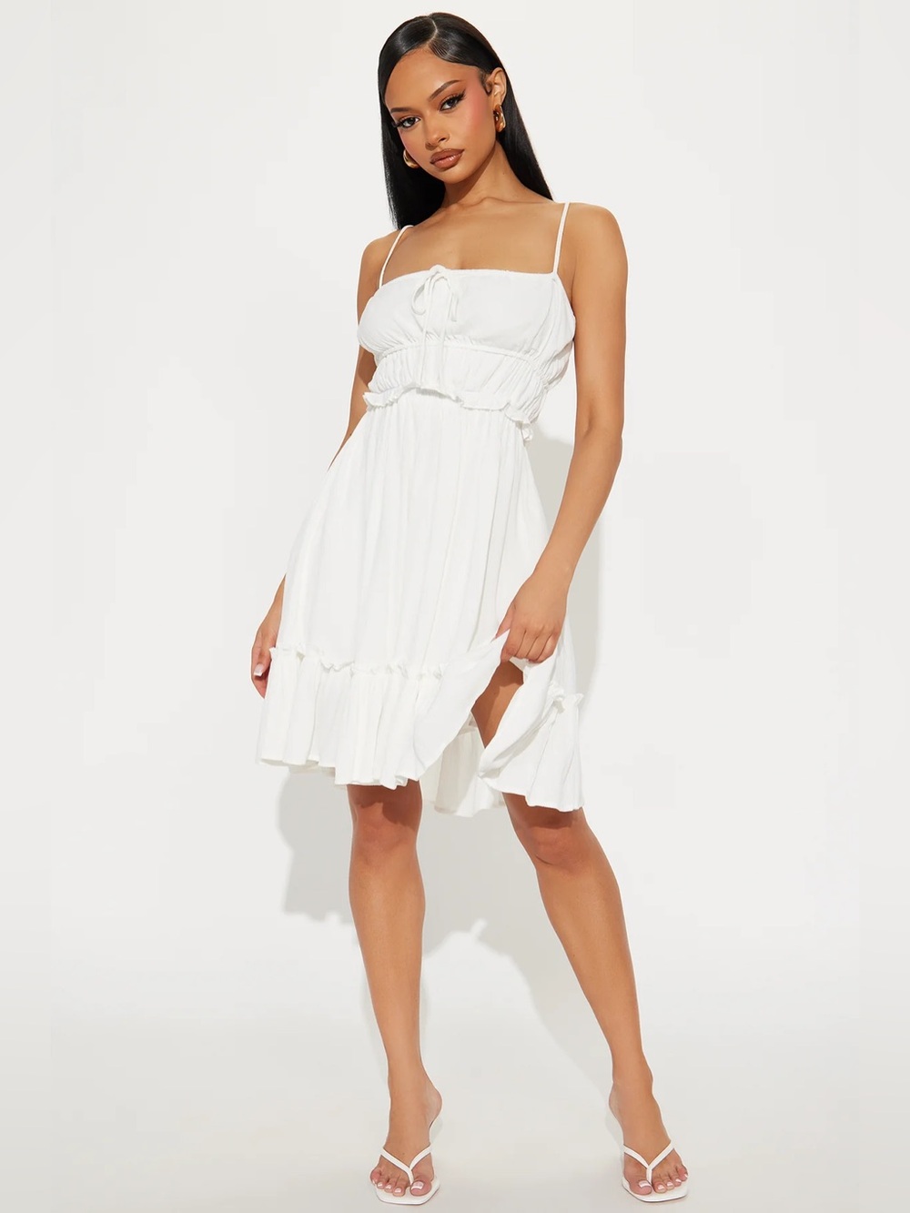 Fashion Nova White Backless Ruffle Mini Dress XS